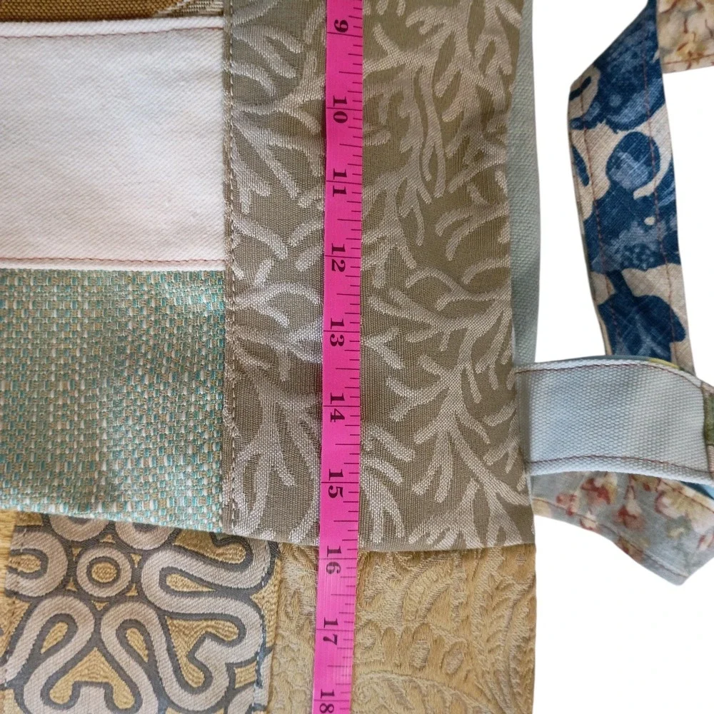 Handmade Patchwork Tote Bag Multicolor Floral Damask‎ Canvas Shoulder Bag 15x14